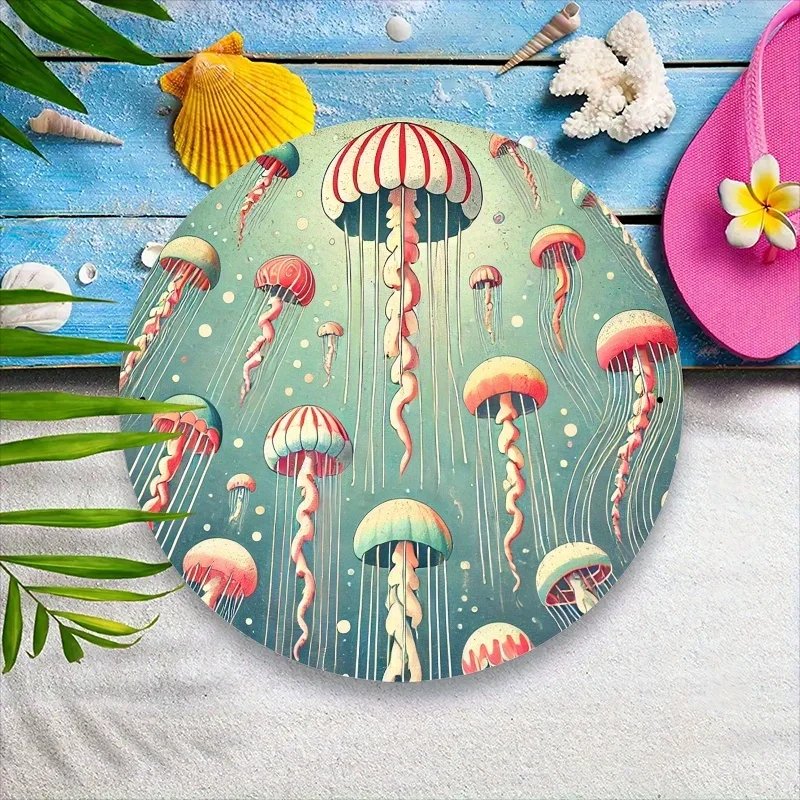 ديكور الغرفة، لافتة ألومنيوم معدنية لرقص قنديل البحر العتيق، لوحة فنية جدارية مزخرفة، مستديرة 7.87 بوصة، مقاومة للماء، مقاومة للطقس، مسبقًا