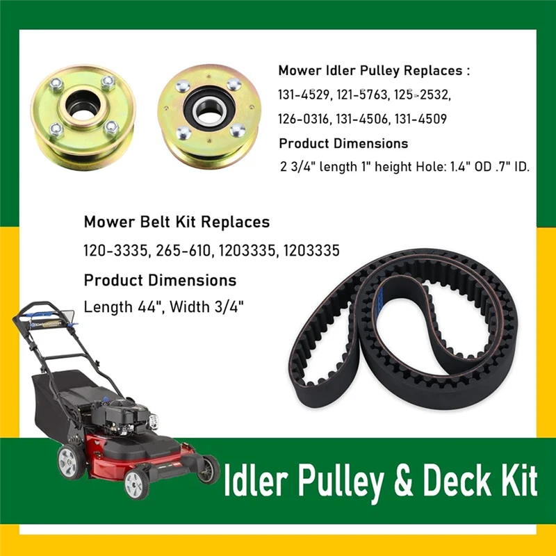 ABXF-Mower Deck Replacement Parts- Idler Pulley 131-4529 125-2532& Synchronous Deck Belt 120-3335 Kit Fit For Toro 30Inch Model