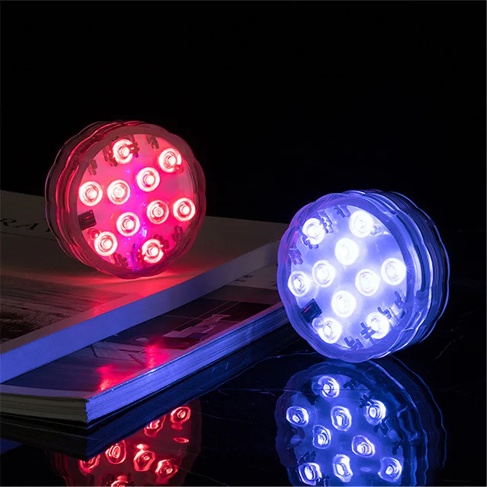 

4pcs Outdoor 10 Led Remote Controlled RGB Submersible Light Underwater for Swimming Pool Vase Bowl Garden Party Decoration