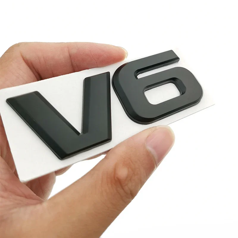 Car Chrome Metal V6 Emblem Badge 3D Decal Trunk Auto Motor Sticker Car Styling Sticker for Ford Fiesta Kuga Ranger Galaxy Fusion