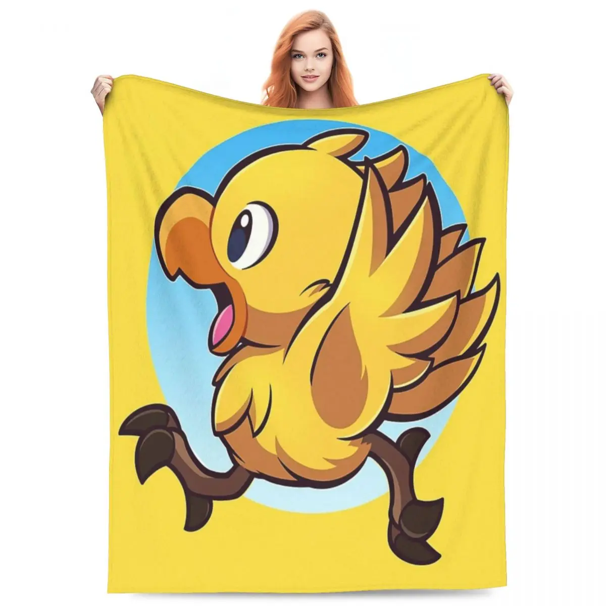 Throw Blanket Chocobo Yellow Bird Adventure Micro Fleece Blanket Four Sizes Retro Portable Suitable For Sofa AntiPilling Blanket