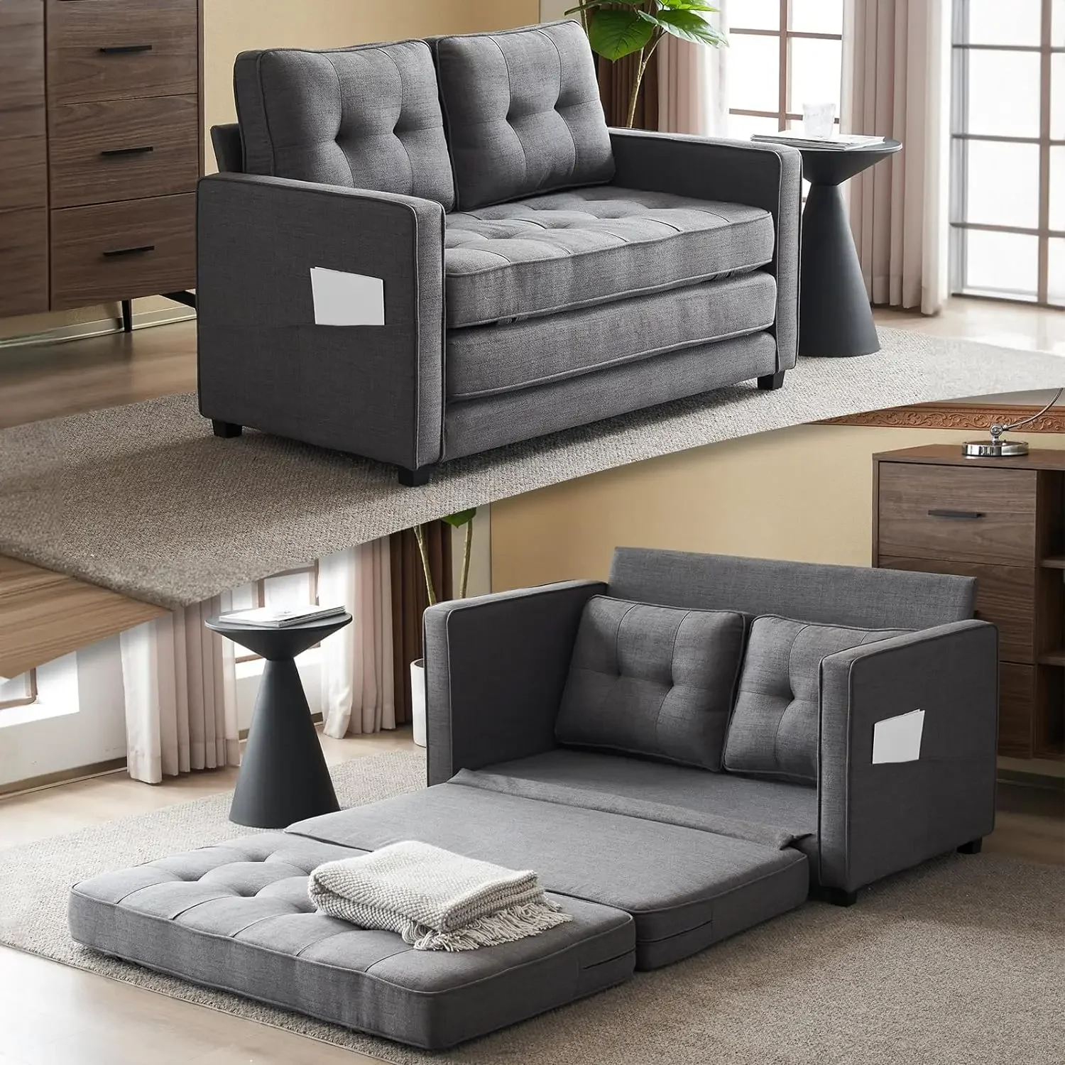 Convertible Sofa Bed Couch Futon Couches for Living Room, Twin Folding Couch Bed for Small Spaces, Gaming Bed