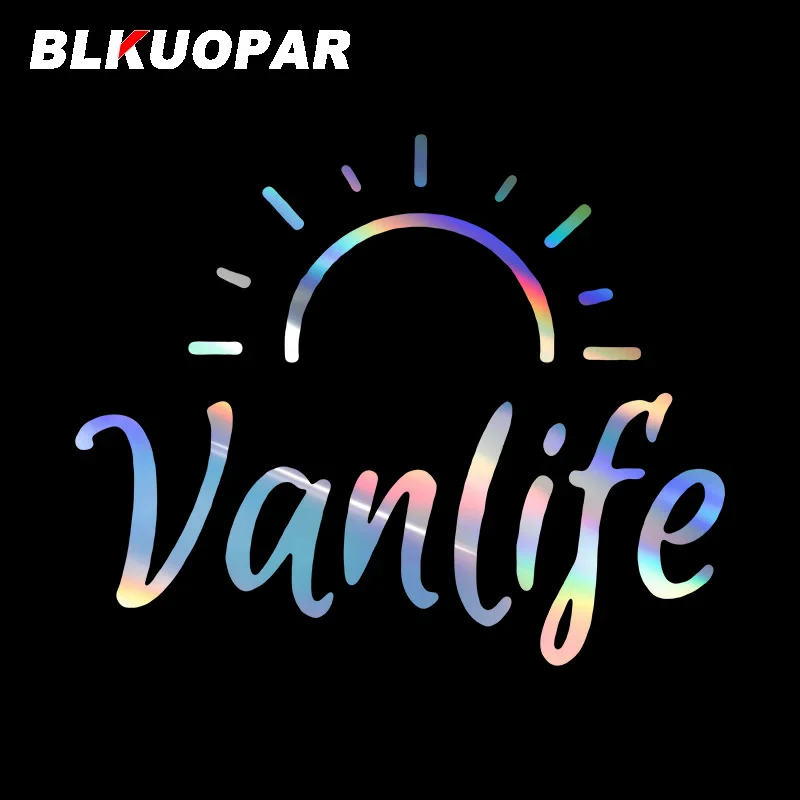 BLKUOPAR Sunset Van Life Car Stickers Personality Laser Decal Waterproof Die Cut Refrigerator Windshield Car Accessories