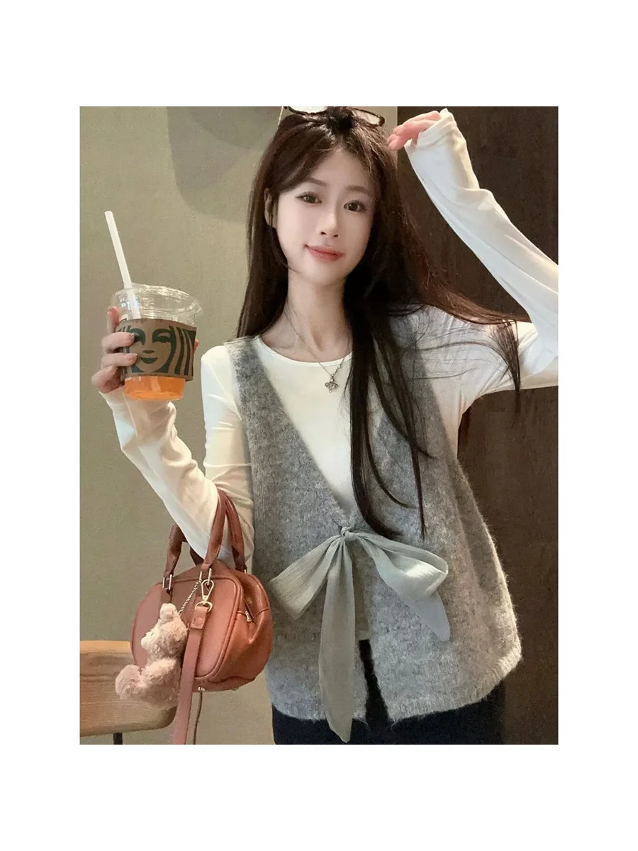 Women's Knitted Vest 2026 Autumn Winter New Style Double-Sided Wearable Cleanfit Waist-Cinching A-Line Short-Length