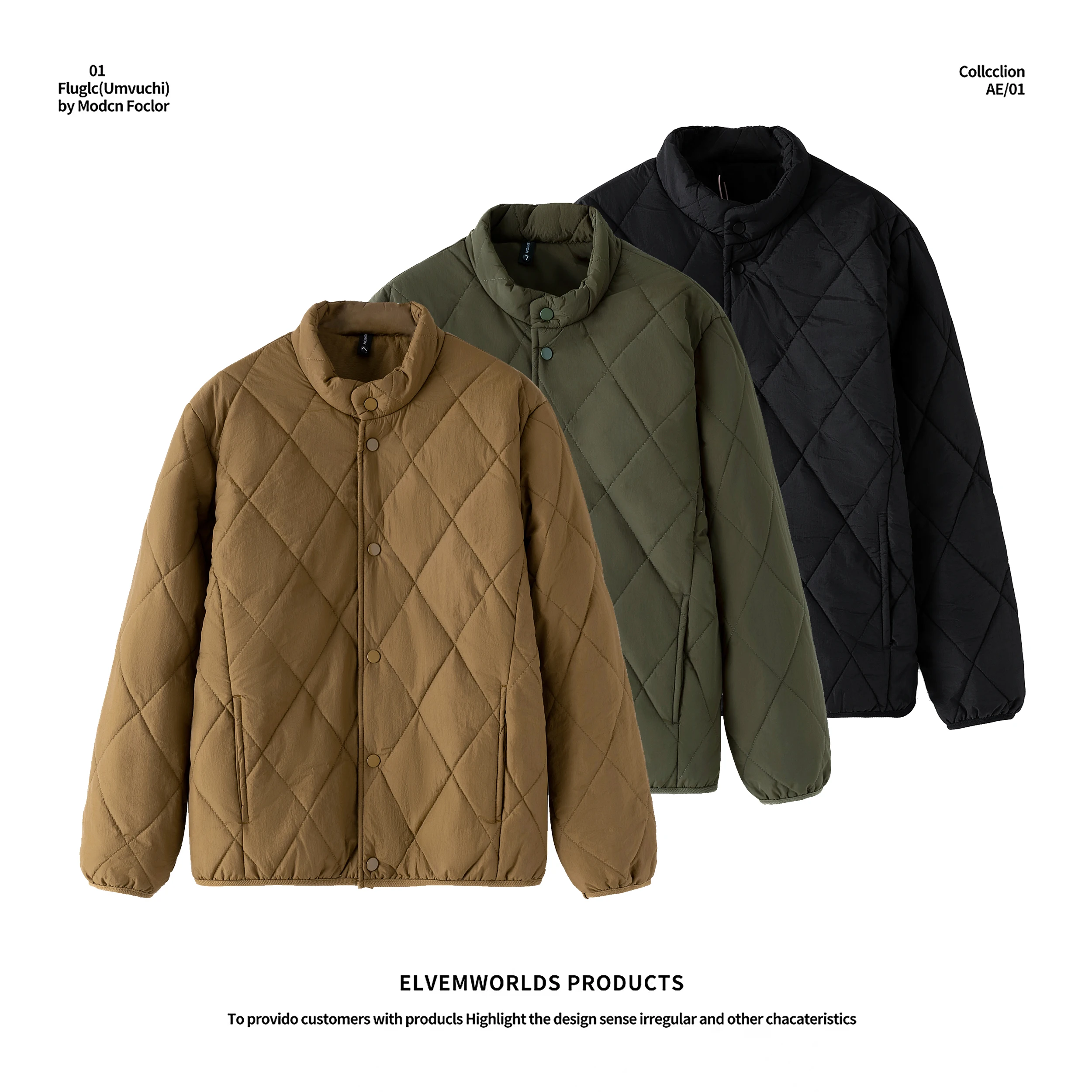 High-quality men's fashionable autumn and winter super warm stand-up collar wool, silk and cotton clothes for both men and women