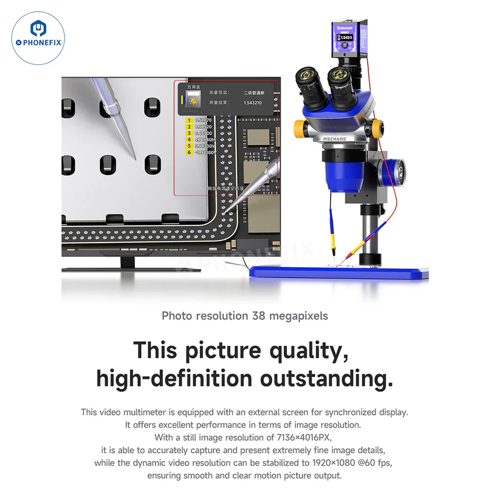 MECHANIC Tanying Action 2 Microscope Video Multimeter 38MP 1080P Full HD Vision Camera for phone motherboard PCB detect repair