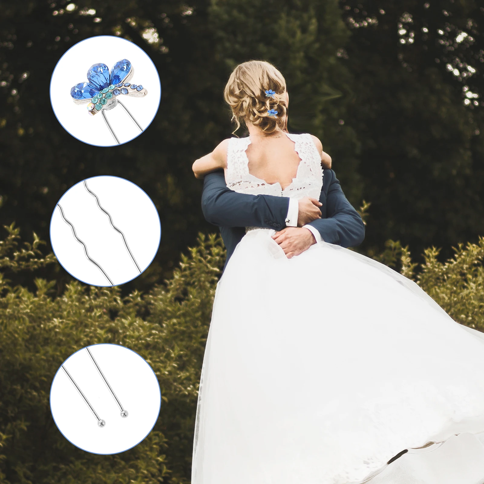 

4Pcs Rhinestone Butterfly Hairpin Wedding Bridal Accessories Bridesmaid Bun Decor Styling Clips for Women