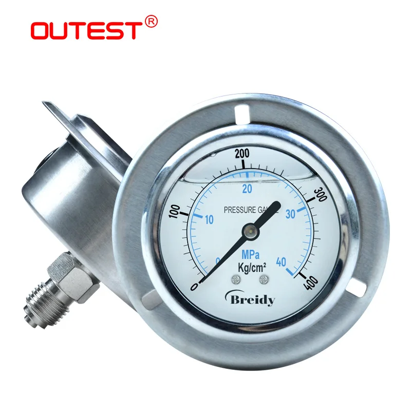 OUTSET 0-60Mpa Axial Shock Resistant Pressure Gauge Hydraulic Air Oil Water Stainless Steel Pressure gauge Thread 1/4