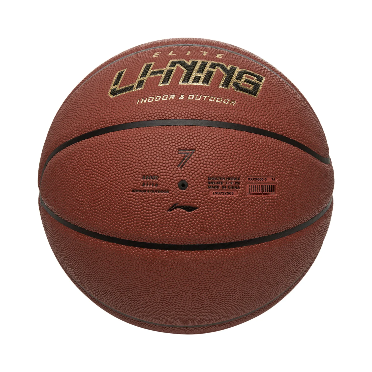 Balón de Baloncesto Li-Ning Unisex B8000 Elite para Interior y Exterior, Talla 7, Sin Inflar, Estable y Duradero, Balón de Competición LiNing ABQW009