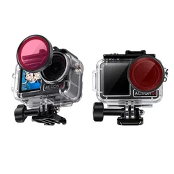 For DJI OSMO Action 5 Pro/4/3 Action Camera Waterproof Case  Protective Shell Red Pink Purple Dive Filters Set Accessories