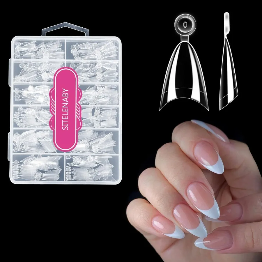 

Almond Nail TipsSoft Gel Almond X Pr On Nails 300PCS Acrylic Nail Tips Half Cover Clear Gel Pr on Flase Nail Tip for Extension