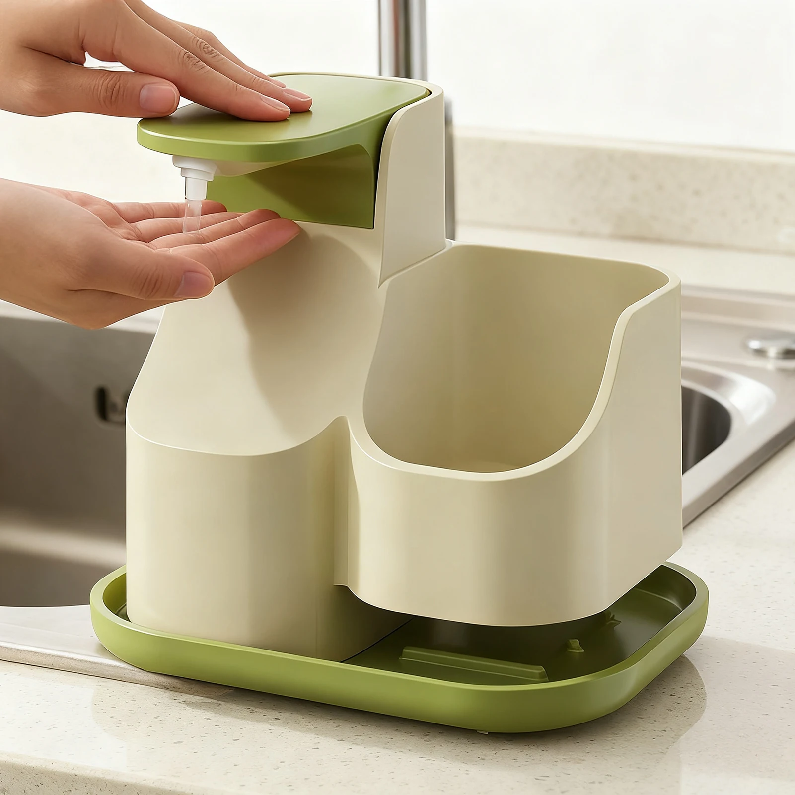 dispensador-de-sabao-com-suporte-para-esponja-mecanismo-de-pressao-design-resistente-a-vazamentos-recarregavel-para-uso-na-cozinha-e-banheiro