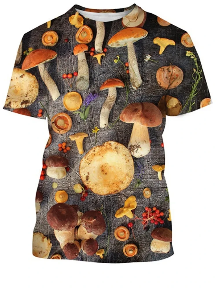 Men T-shirt Retro Mushroom Tee Summer 3d Print T-Shirt Men O-neck Short Sleeve Casual Fashion Top Men Clothing Oversized T-shirt