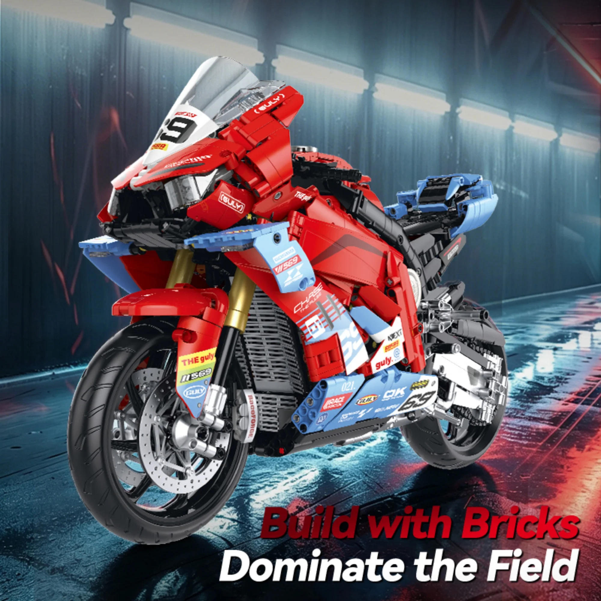 2225pcs 820RR Motorcycle Building Block City Moto Racer 1:5 Technical Speed Sports Motorbike Model Bricks Toys for Adults Gifts