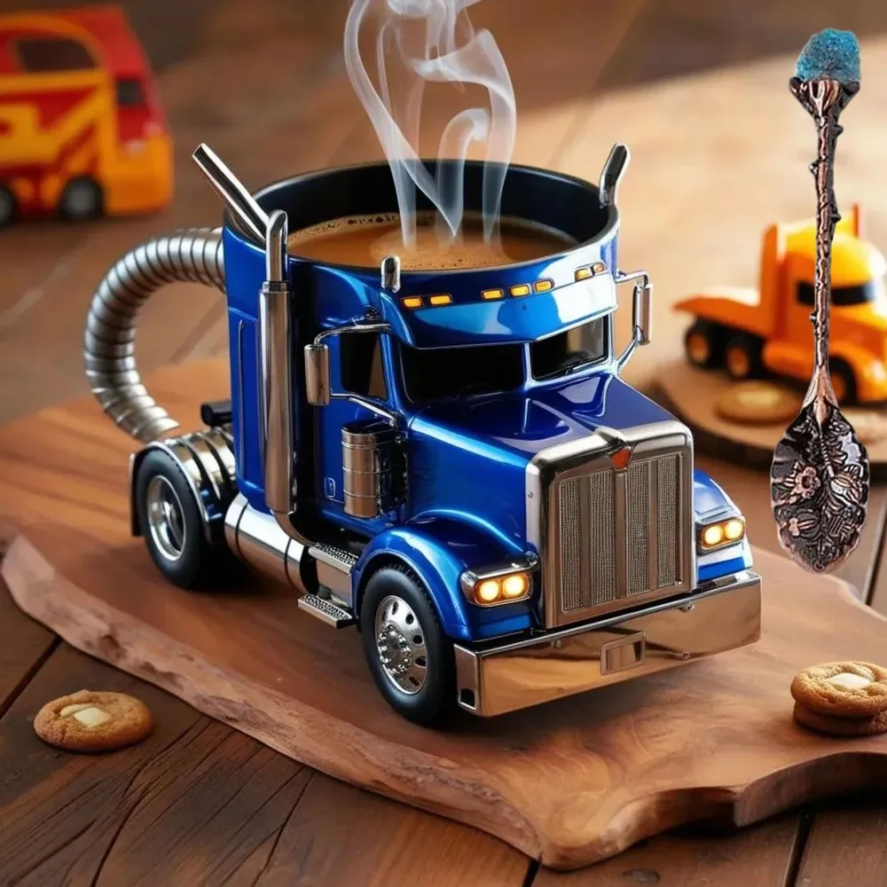 Durable Truck Coffee Mug 11 Ounces Handcrafted Coffee Cup Semi Truck Semi-trailer Shaped Semi-Truck Coffee Mugs For Men