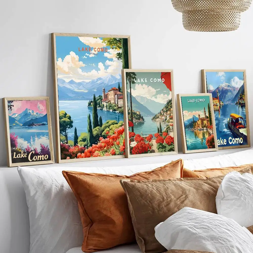 بحيرة كومو برشلونة ريترو DIY لزجة ملصق خمر غرفة بار مقهى ديكور ديكور المنزل