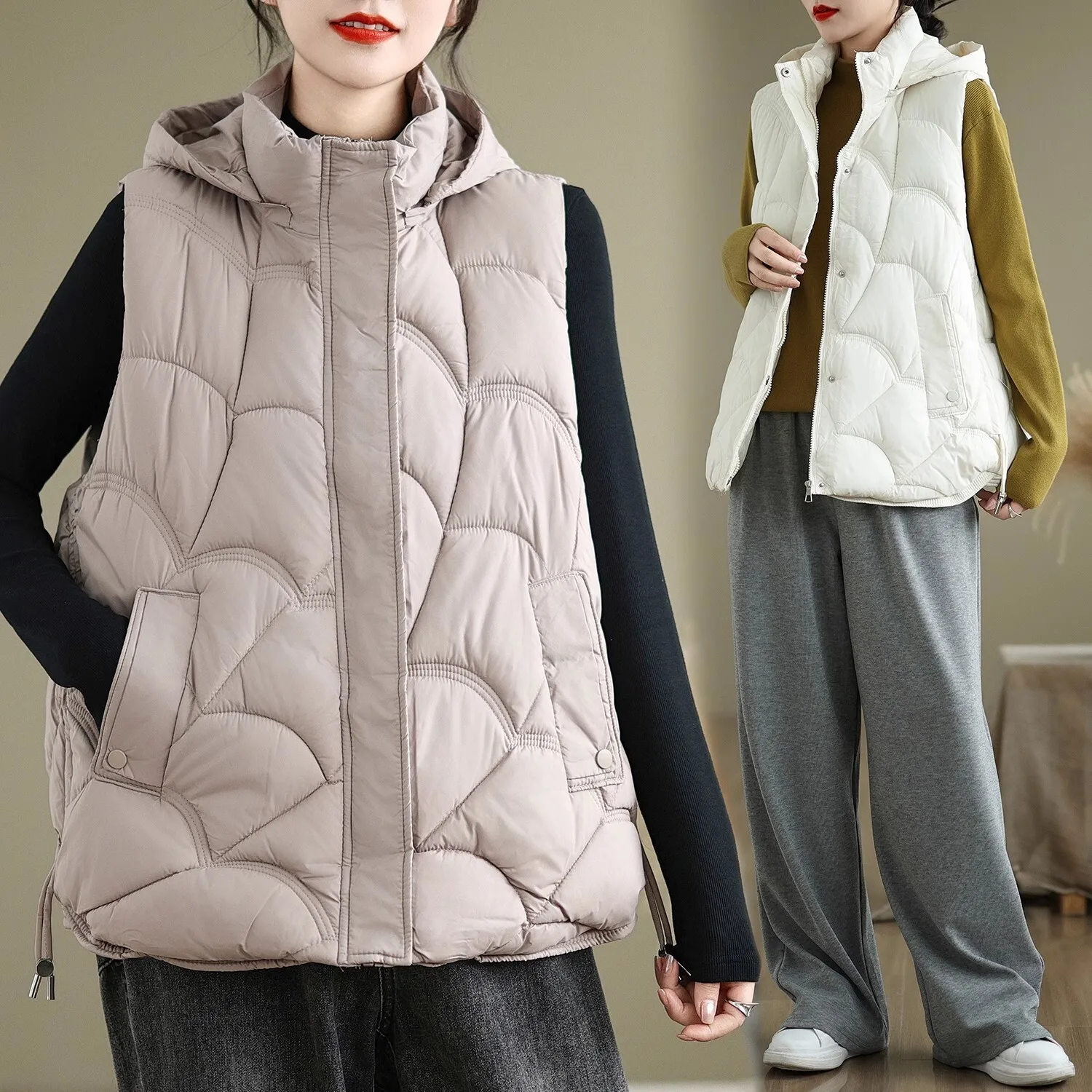 Vefadisa-Parkas à capuche pour femmes, Parkas optiques assorties, Manteau noir, ZXY1223A, Mode automne et hiver, Nouveau, 2024