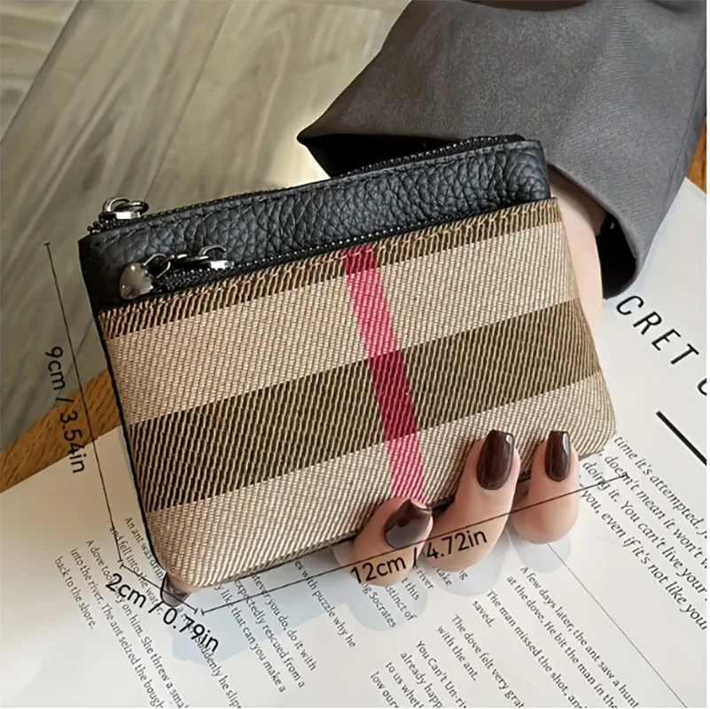 Stylish Mini Coin Purse with Multiple Compartments,  Beige & Black Design, Perfect for Everyday Use, Small Purse