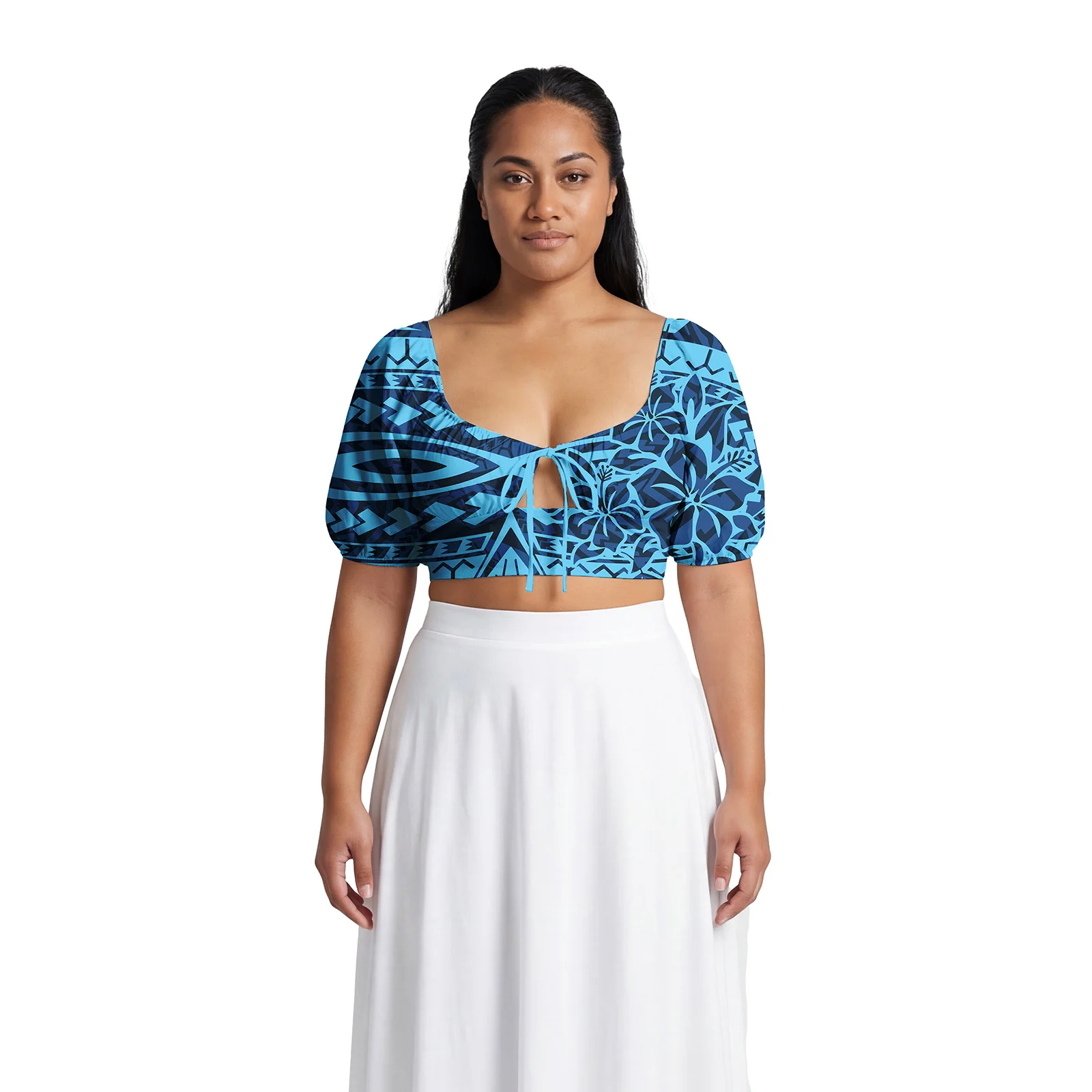 Creativity Style Custom Summer Clothes Samoan Holiday Women Wear Hawaiian Flowers Ladies Tops Short Sleeve Tops Polynesian Sexy