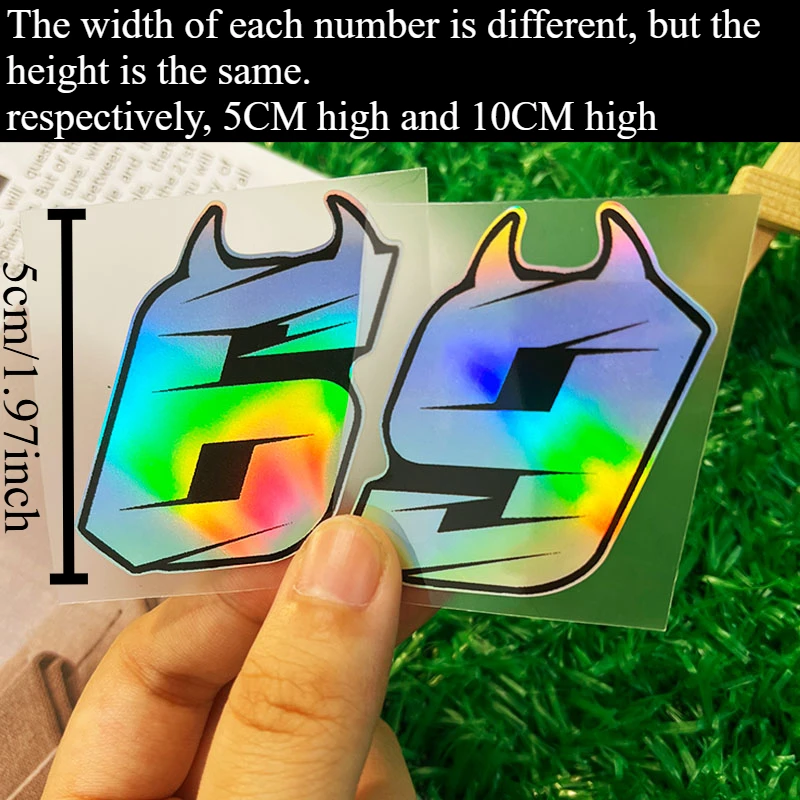 0123456789 Digital Laser Stickers Motorcycle Decorative Stickers Waterproof, Laser Reflective Vinyl Stickers Universal