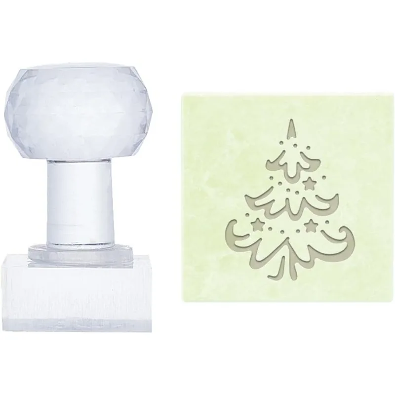 1 pc Weihnachts baum Seifens tempel Rechteck Seifen präge Stempel klarer Acryl stempel mit Griff Seife Kapitel Aufdruck Stempel