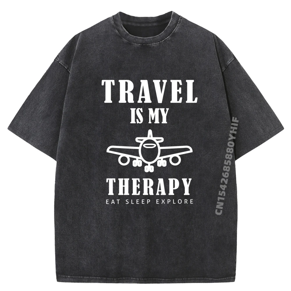 

Travel is my Therapy Adventure Comfortable Graphic Tees Summer Washed Tshirts Special Printed T-shirts For Men