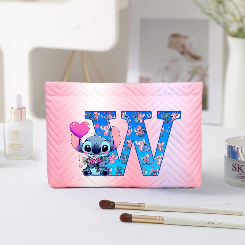 Косметичка Disney Stitch для женщин, аниме, мультяшная косметичка с буквенным принтом, студенческая портативная модная сумка для стирки, подарки