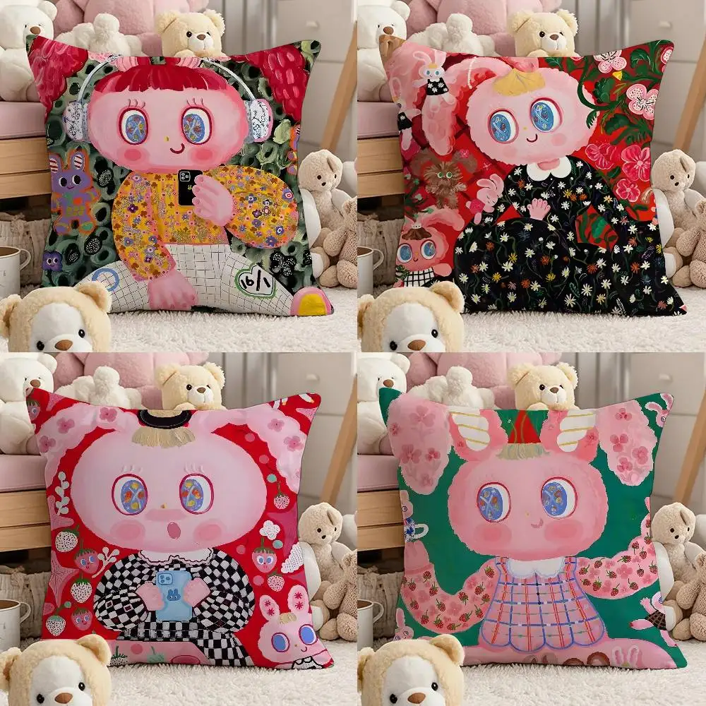 

K-Kima artist Anime Pillow Case Comfort Sofa Bed Silky elegant Invisible zipper Custom Decorative cushion cover