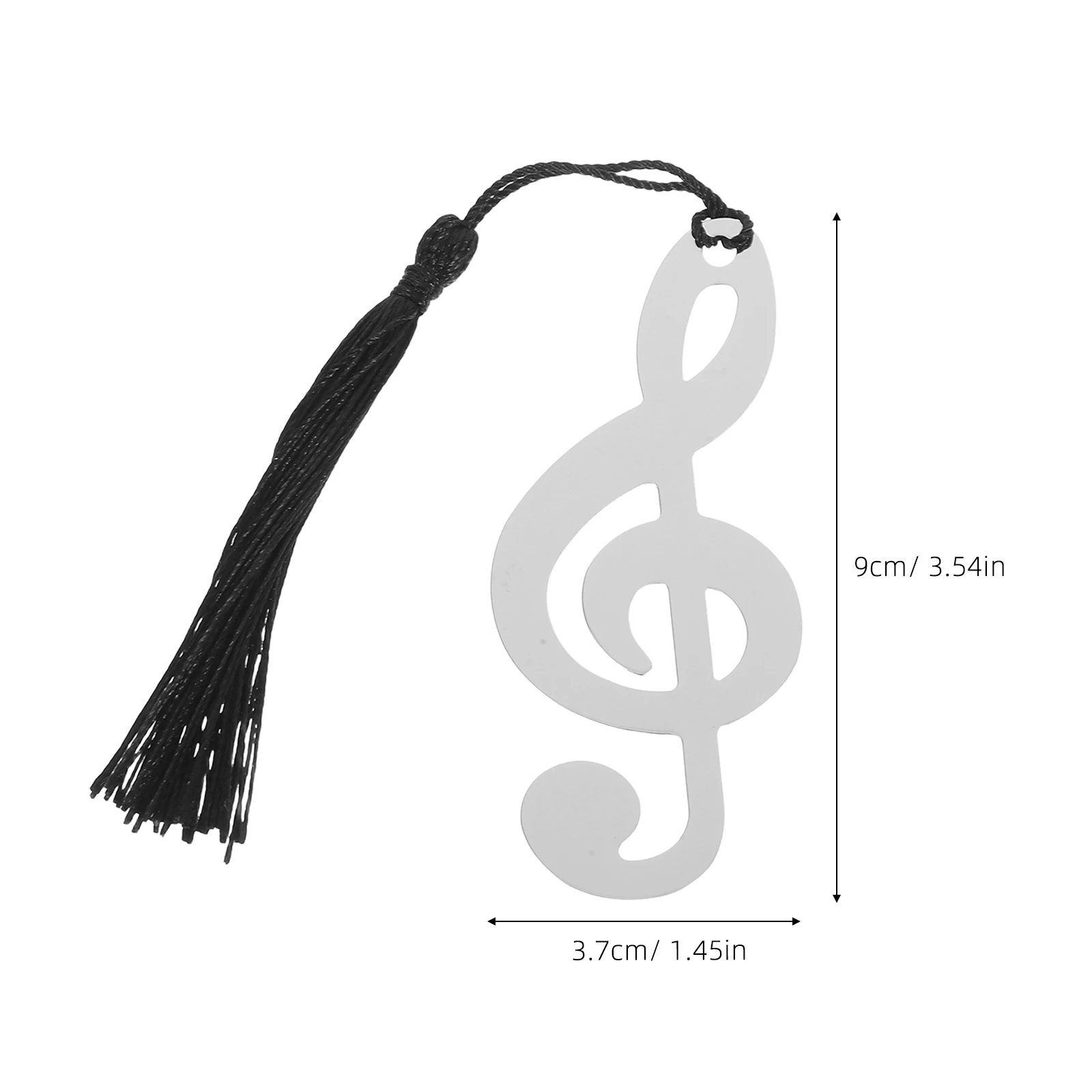 10 قطع من علامات صفحة الملاحظات الموسيقية المصنوعة من الفولاذ المقاوم للصدأ، إشارات مرجعية معدنية فضية، هدية شرابة سوداء لقارئ طلاب التخرج