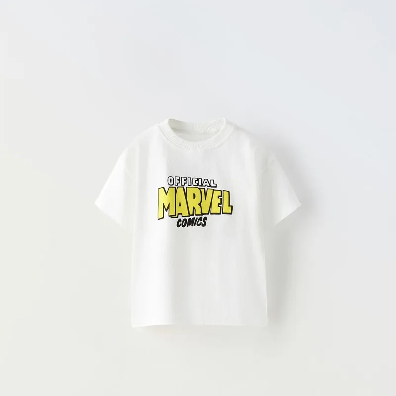 White Tshirt Casual Trendy Clothes Summer Costume Baby Cute Print Round Neck Short Sleeve Base Shirt Boys Girls Cartoon Tees