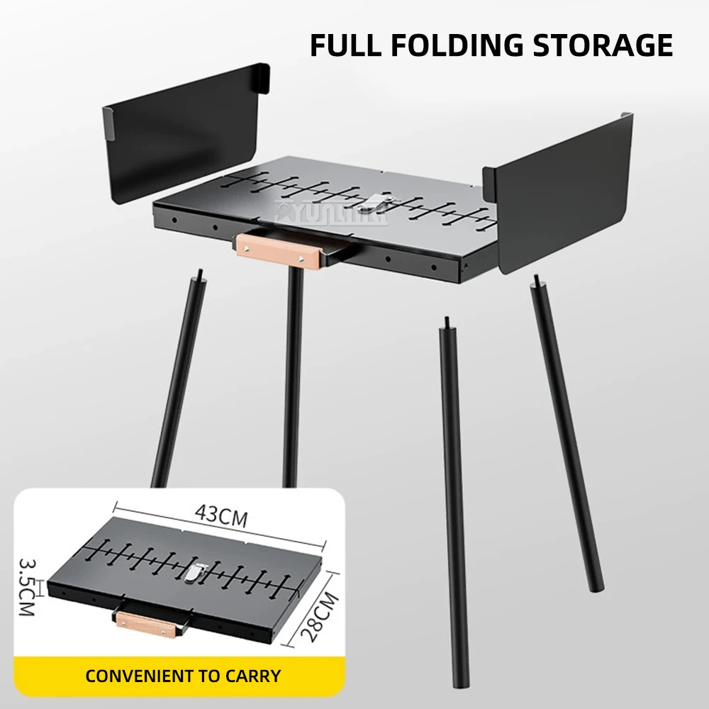 

Портативный складной гриль, съемная печь, уличный угольный барбекю для кемпинга с 7 бирками, легкое снаряжение для кемпинга