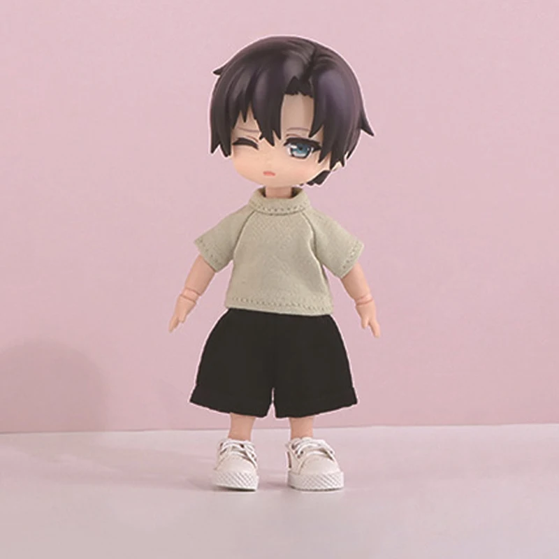 Ob11 Doll T-Shirt + Shorts Doll Pure Cotton Short Sleeved Shirt Denim Shorts For Ymy, Nendoroids P9, 1/12 Bjd, Gsc, Molly Dolls