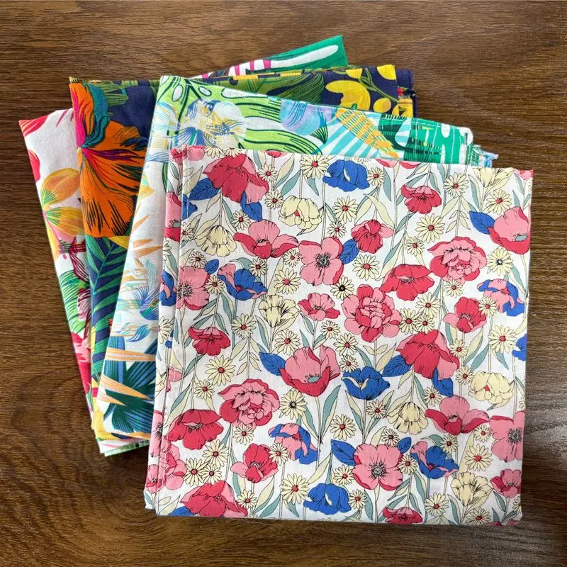 70cm Bandana Leaves Flowers Prints Hair Scarf for Women Paisley Kerchief Cotton Head Scarfs Shawl Wraps Neck Scarves for Lady