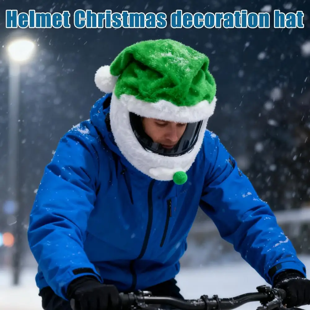 

Christmas Helmet Protection Headgear Cover Cartoon Fluffy Plush For Motorcycle Full-Face Protective Case Motorbike Helmet Shell