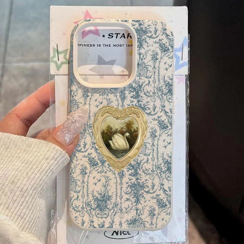 Blue Flower Swan Pattern Phone Case For Samsung S26 S25 S24 S23 S22 S21 S20 S10 Plus FE Ultra 4G 5G Shockproof Cover