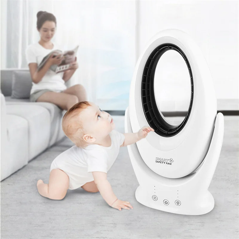 Ventilador eléctrico sin aspas con luz, ventilador silencioso recargable por USB para el hogar, dormitorio, refrigeración por aire, Mini ventiladores de mesa de alta calidad FS108