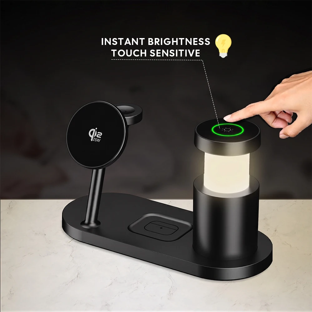 25W MPP Fast Magnetic Charging Stand 4 in 1 with 45W PD Adapter Touch Control LED Desk Lamp for Apple iPhone 18 17 16 Pro Max