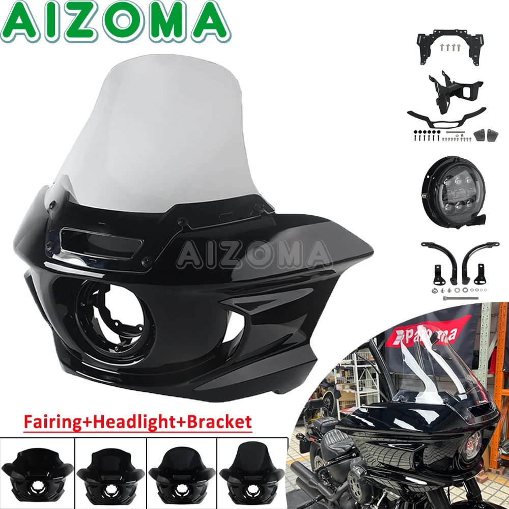 

Motorcycle Headlight Cowl Mask Cover For Harley Softail FXLR FXLRS FXBB FXBBS FXST Head Lamp Fairing Concealed Support Bracket