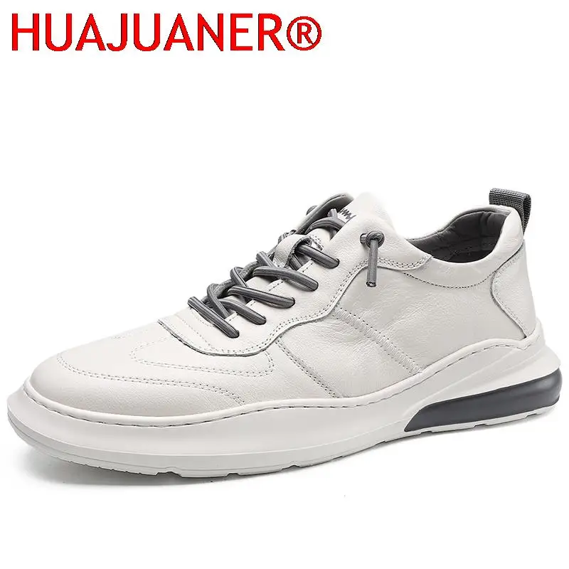 New Design Men's Casual Shoes Fashion Leather Handmade Sneakers Minimalist Design Men Flats Comfy Youth Teenage Vulcanize Shoes