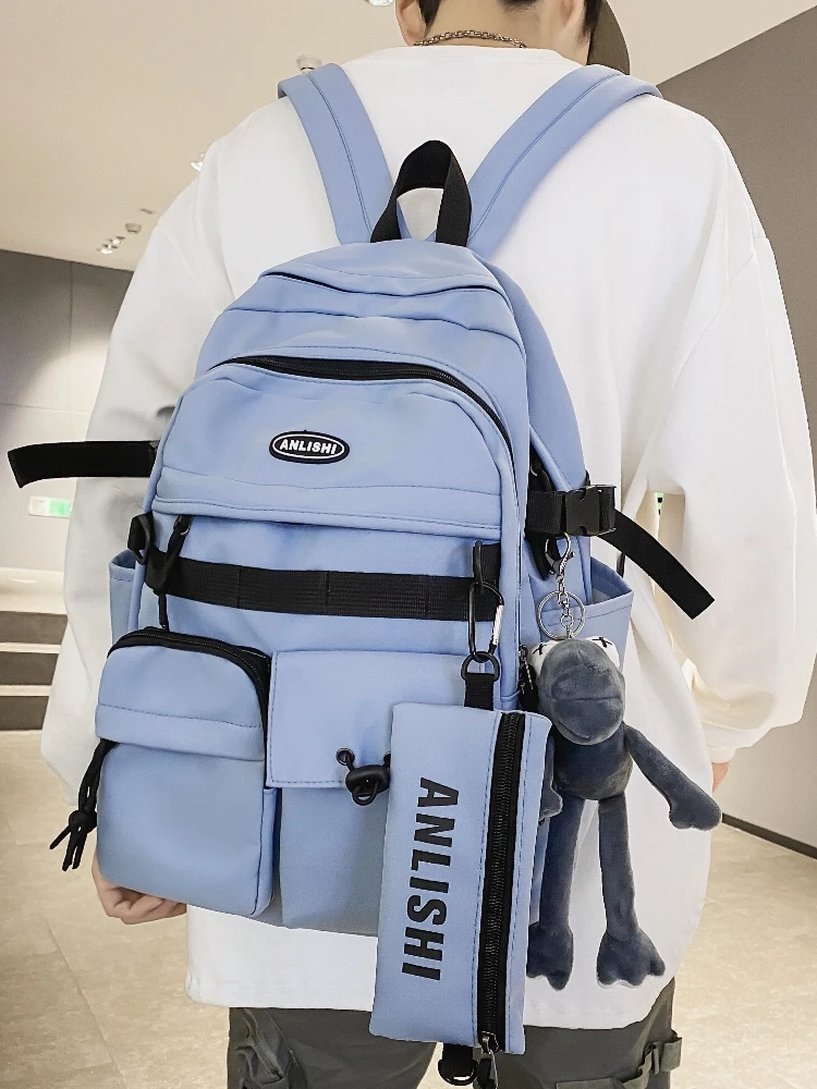 กระเป๋าเป้สะพายหลังขนาดใหญ่สำหรับนักเรียนมัธยม น้ำหนักเบา เหมาะสำหรับการเดินทาง  กระเป๋าแฟชั่นสะพายไหล่คู่สำหรับผู้ชาย...