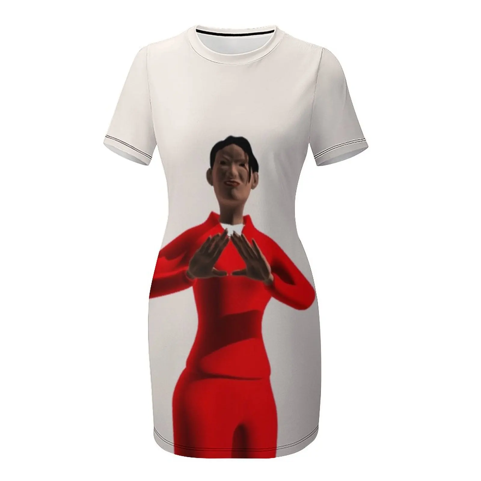 سيدة قرمزي وكريمي فستان بأكمام قصيرة فستان صيفي امرأة 2025 فساتين الحفلات العصرية فستان نسائي صيف 2025 المرأة #4