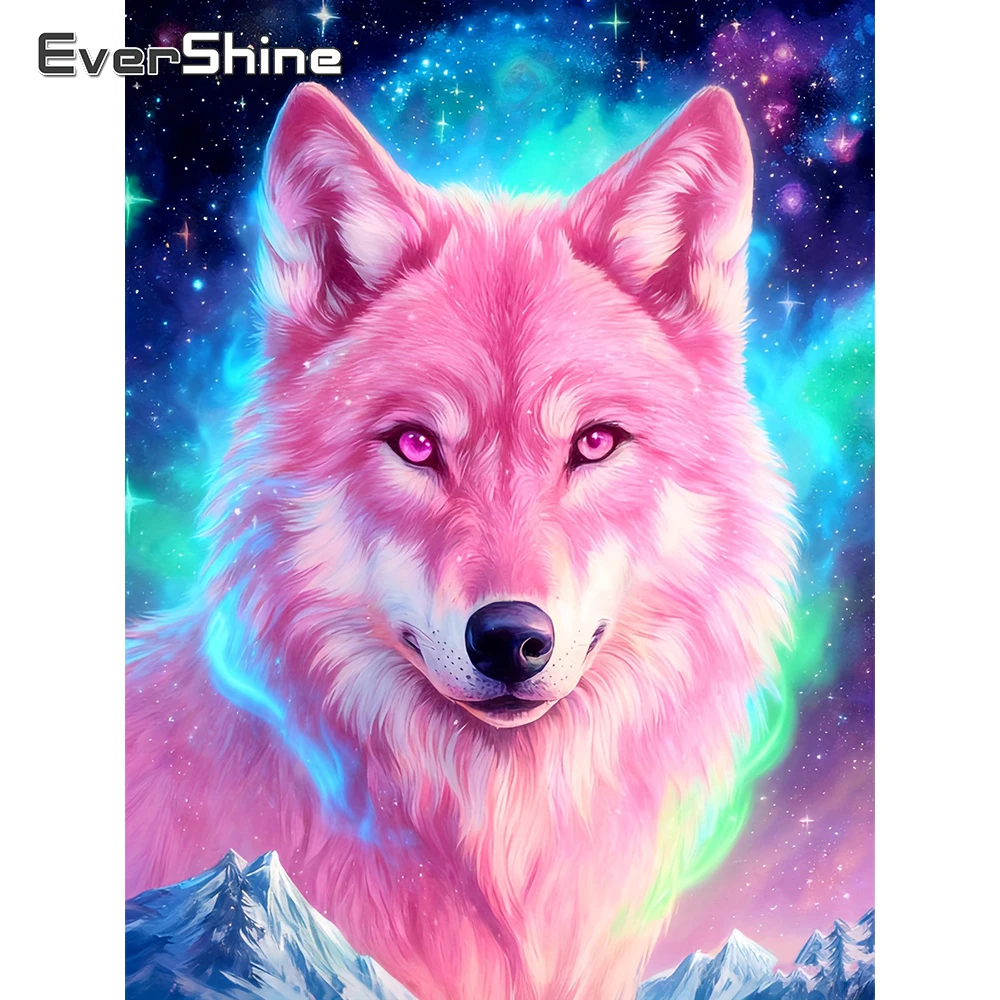 EverShine DIY Diamantmalerei Wolf Mosaik Tier Vollquadratische Stickerei Schneeberg Strass-Bild Heimdekoration