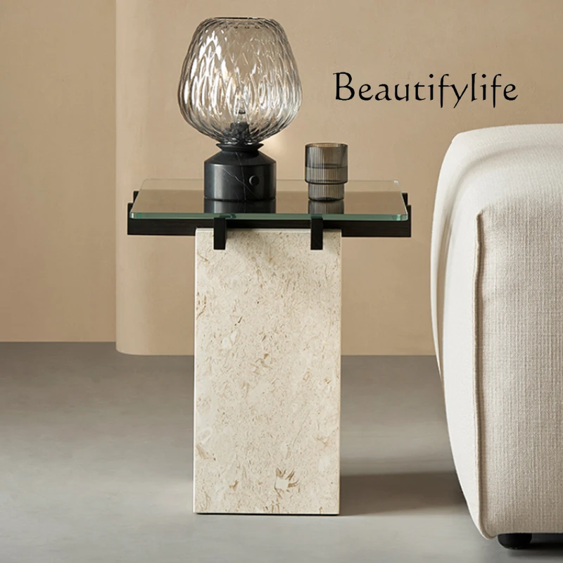 

Walnut Stone Coffee Table Nordic Travertine Unique Small Modern Side Table Living Room Corner Luxury Stolik Kawowy Furniture
