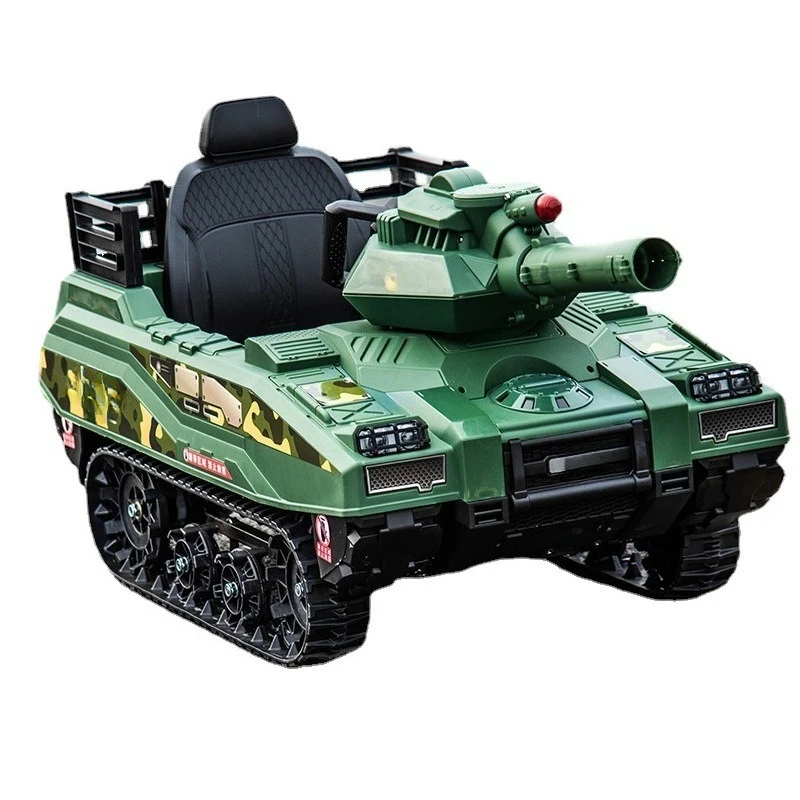 

Children's electric car can sit in the toy car, the tracks turn around in place, off-road baby armored car