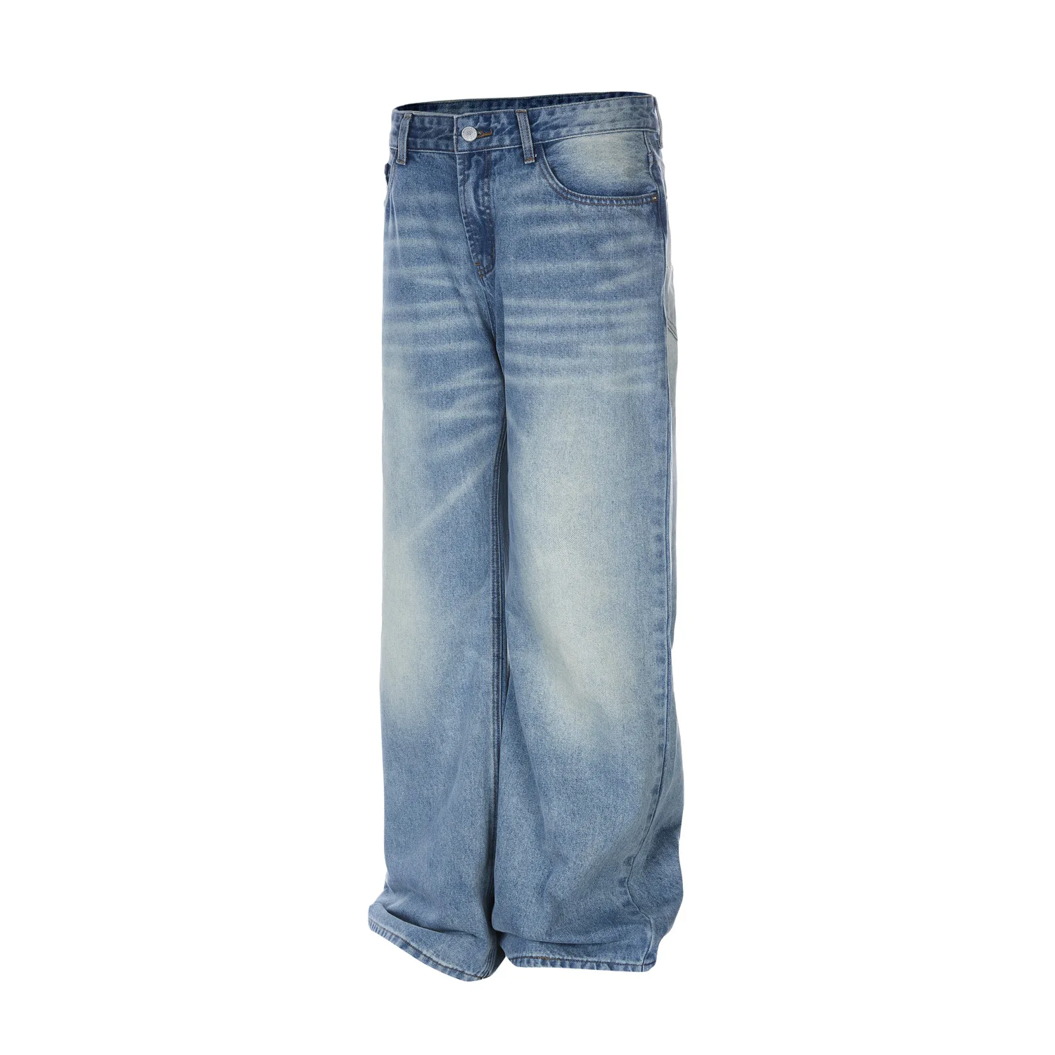 MADE EXTREME Blue Washed Cat Whiskers High Grade Cleanfit Jeans for Men and Women