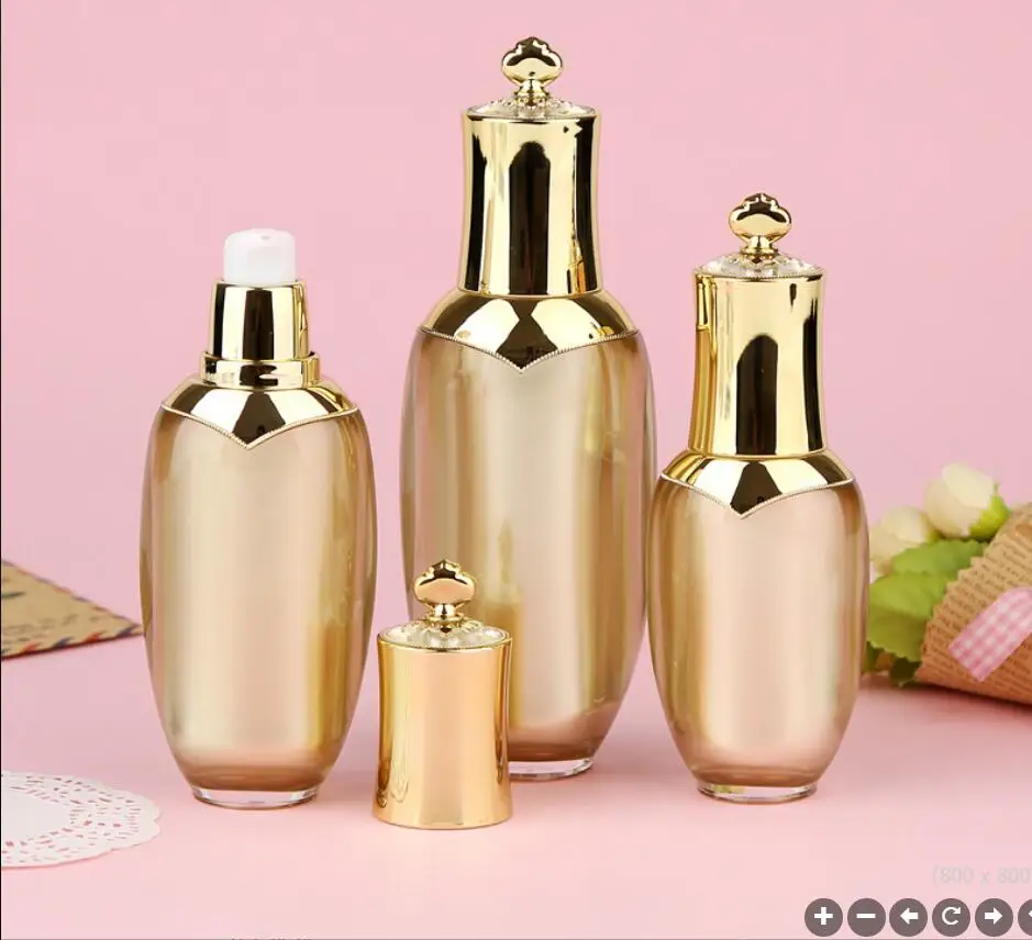 80ML gold acrylic crown shape bottle serum/lotion/emulsion/foundation/moisture toner essence skin care cosmetic packing