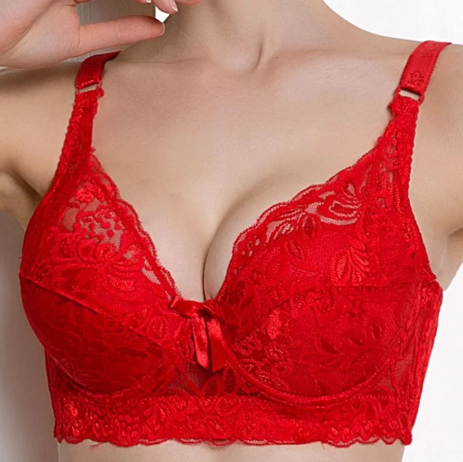 3/4 Tasse Frauen Damen Sexy Unterwäsche Gepolsterte Spitze Sheer BH Große Tasse B C D Unterwäsche Damen BH Sexy Dessous Große Größe