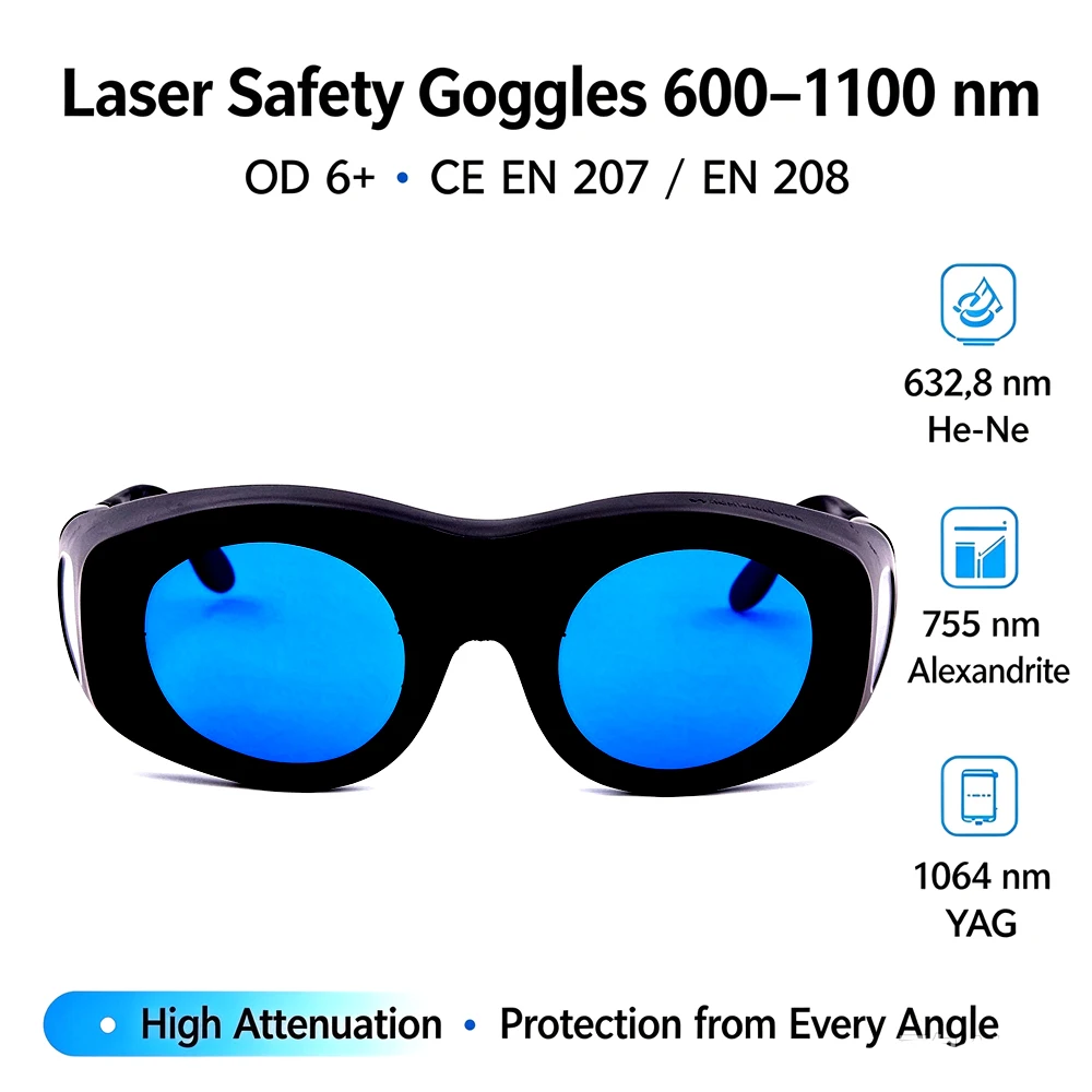 600-1100nm OD6+ Laser Protective Eyewear 1064nm YAG Laser Safety Goggles for University Lab Industrial Laser Operation