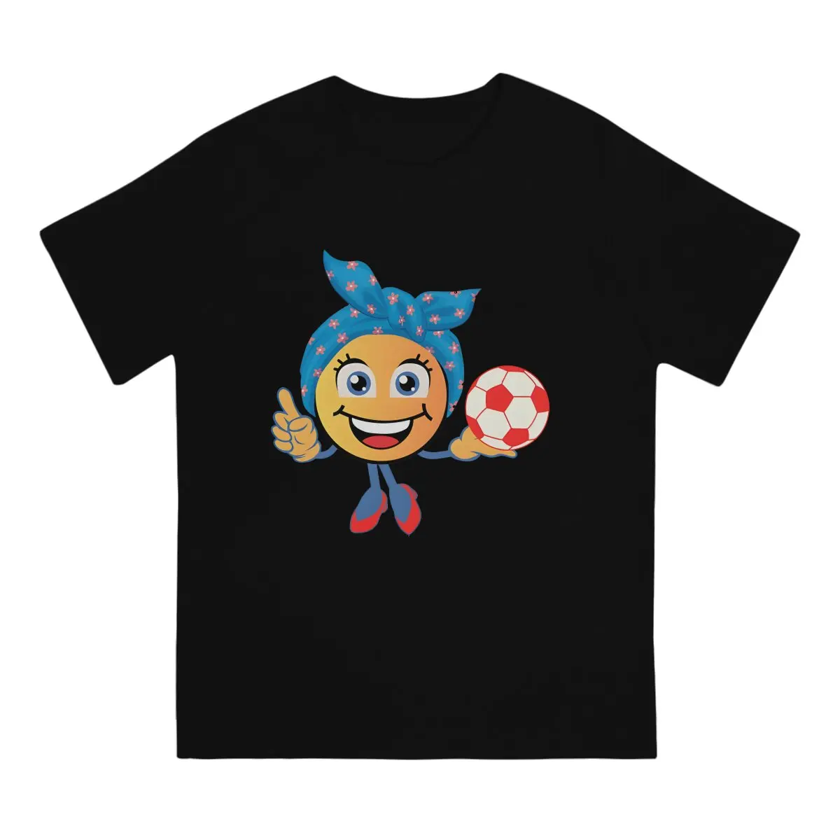 Men Girl Emoticon T Shirt Soccer Football Player Sports 100% Cotton Tops Funny Short Sleeve Round Neck Tee Shirt Printed T-Shirt