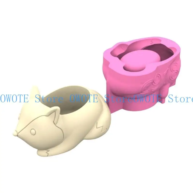 

652F Handmade Epoxy Resin Silicone Planter Mold Animal Creative Concrete Vase Molds for Succulents and Small Plant